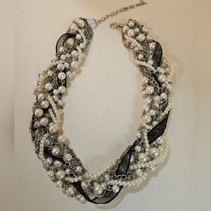Elegant Silver and White Pearl Necklace